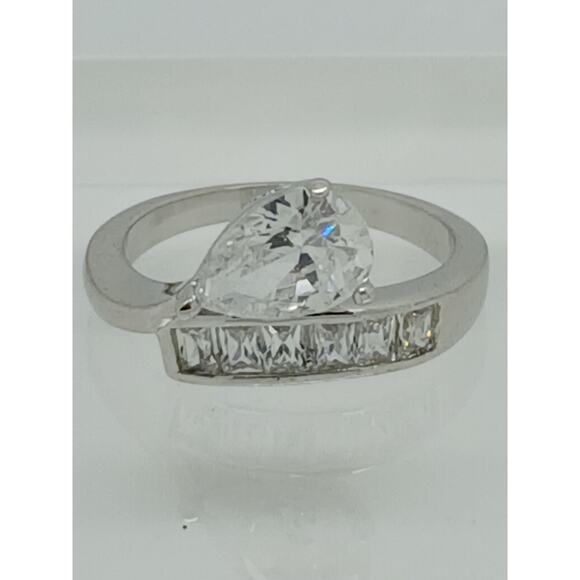 2.4CT Vintage Gold Plated Pear Radiant Cut Sim Diamond CZ Engagement Ring - Picture 2 of 10